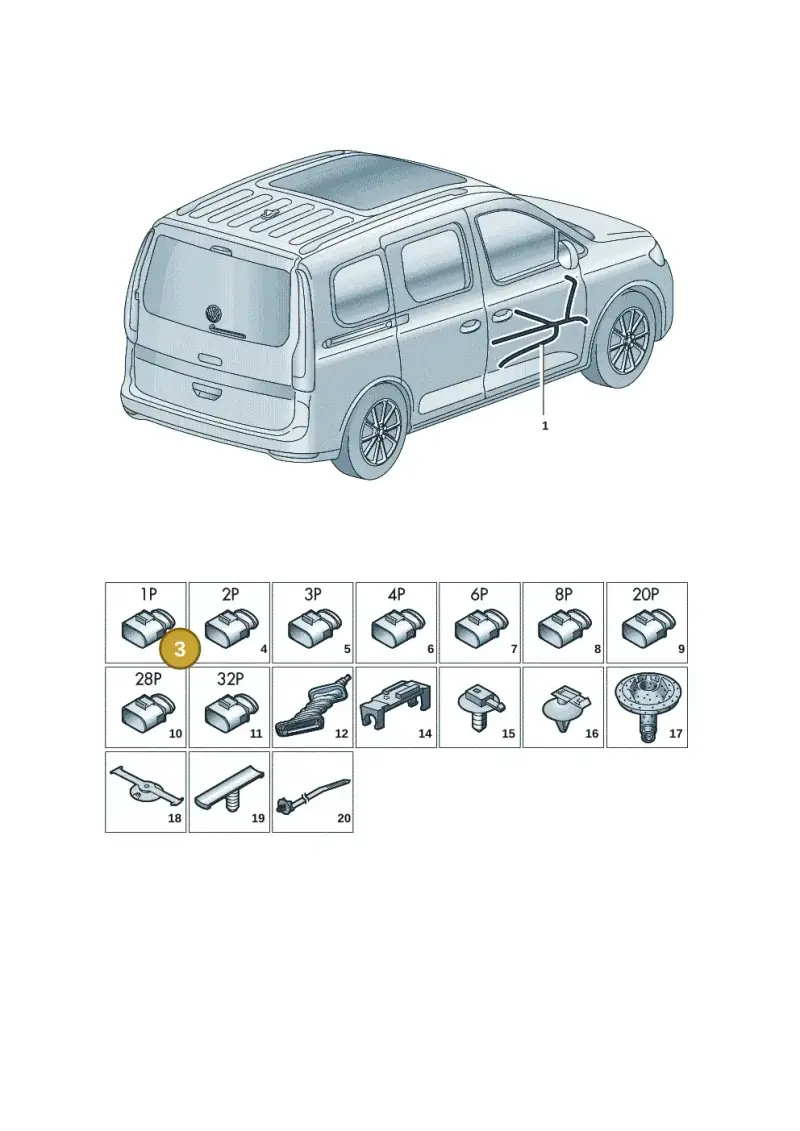 6Q0035576J — Volkswagen Caddy Maxi Kombi (2020-2024) diagram 2ka972034, position 3