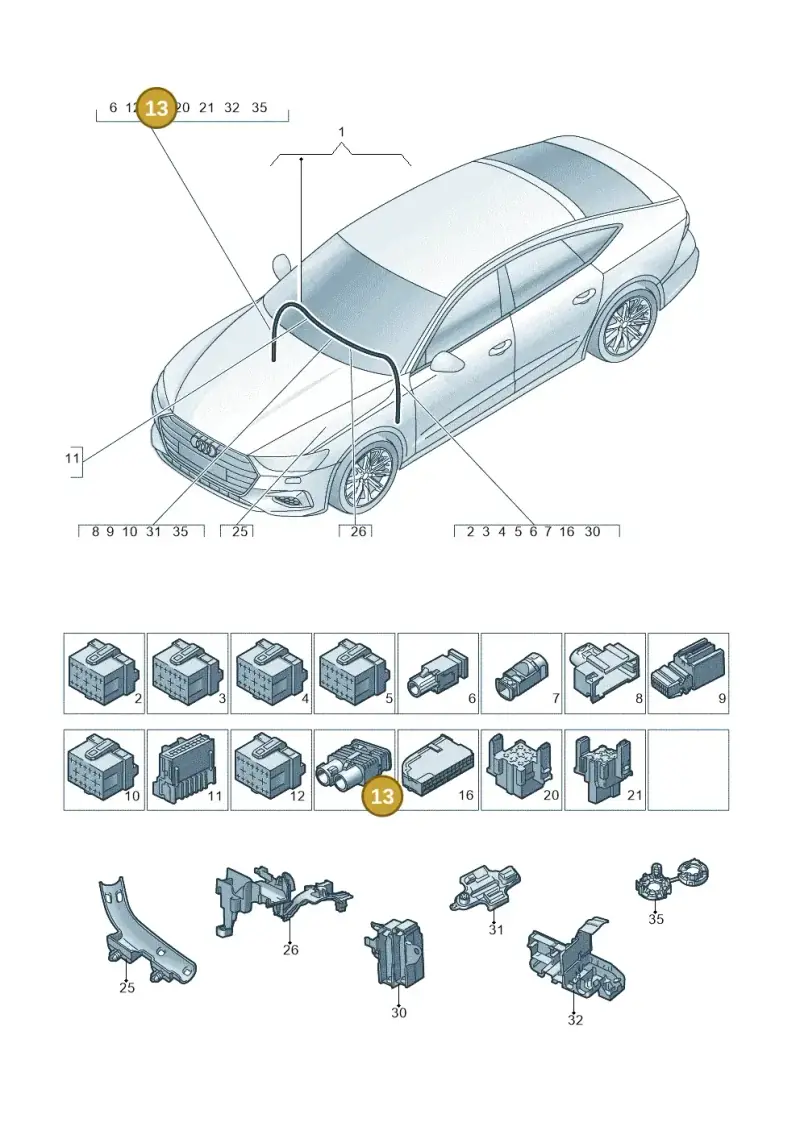 6Q0035608K — Audi RS7 Sportback (2019-2025) diagram 435971900, position 13