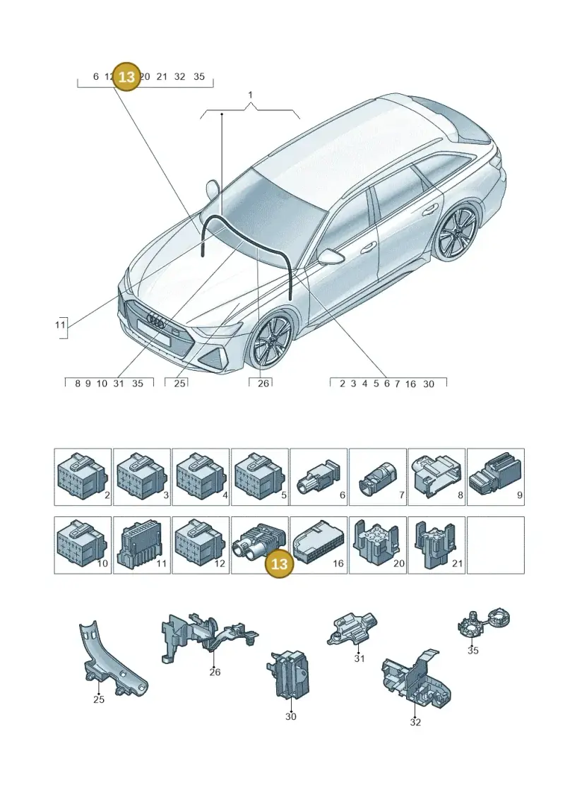 6Q0035608K — Audi RS6 Avant (2019-2025) diagram 537971900, position 13