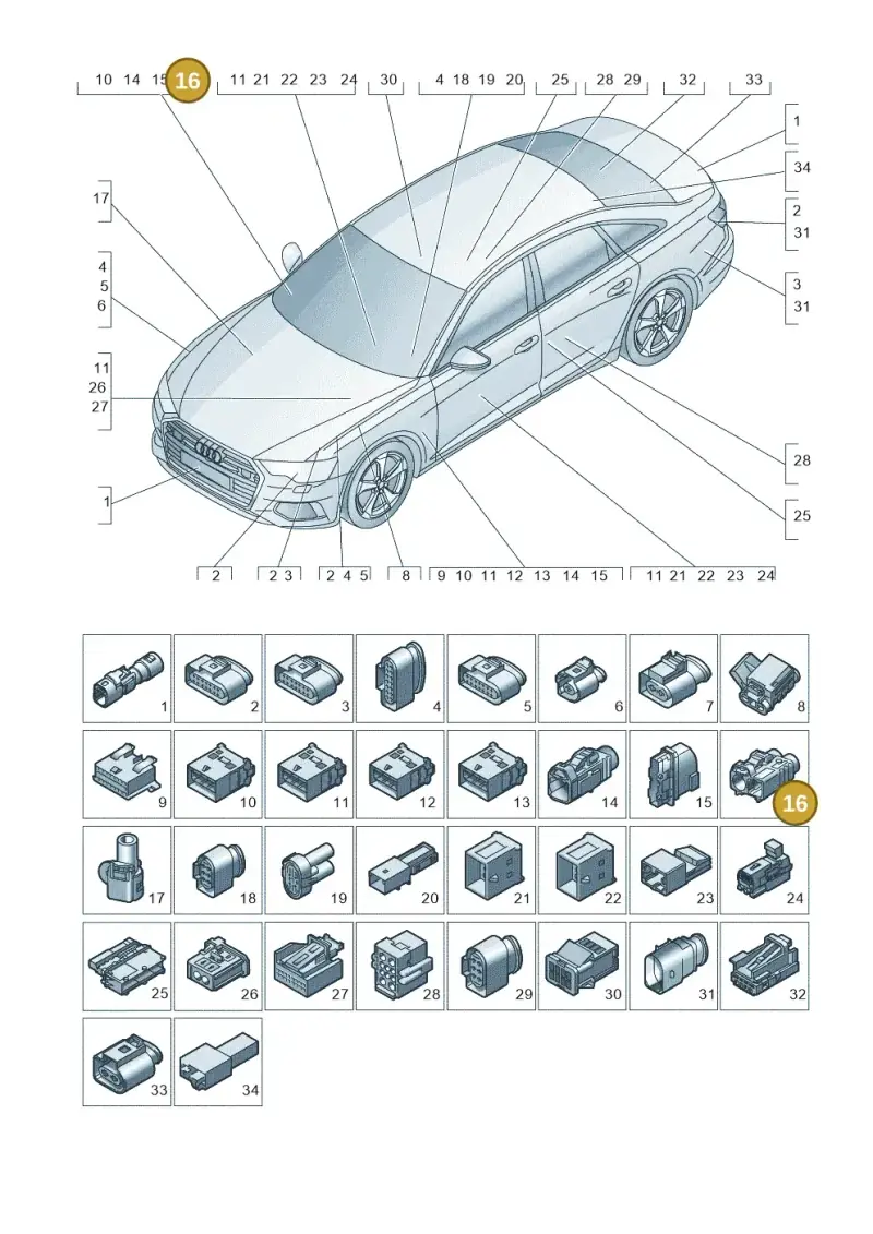 6Q0035671K — Audi A6 2.0 (2018-) diagram 430971820, position 16