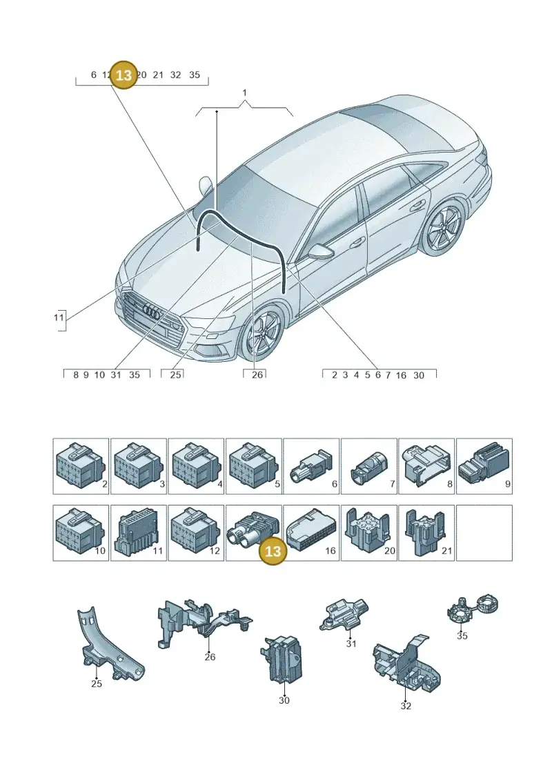 6Q0035671K — Audi A6 2.0 (2018-) diagram 430971900, position 13