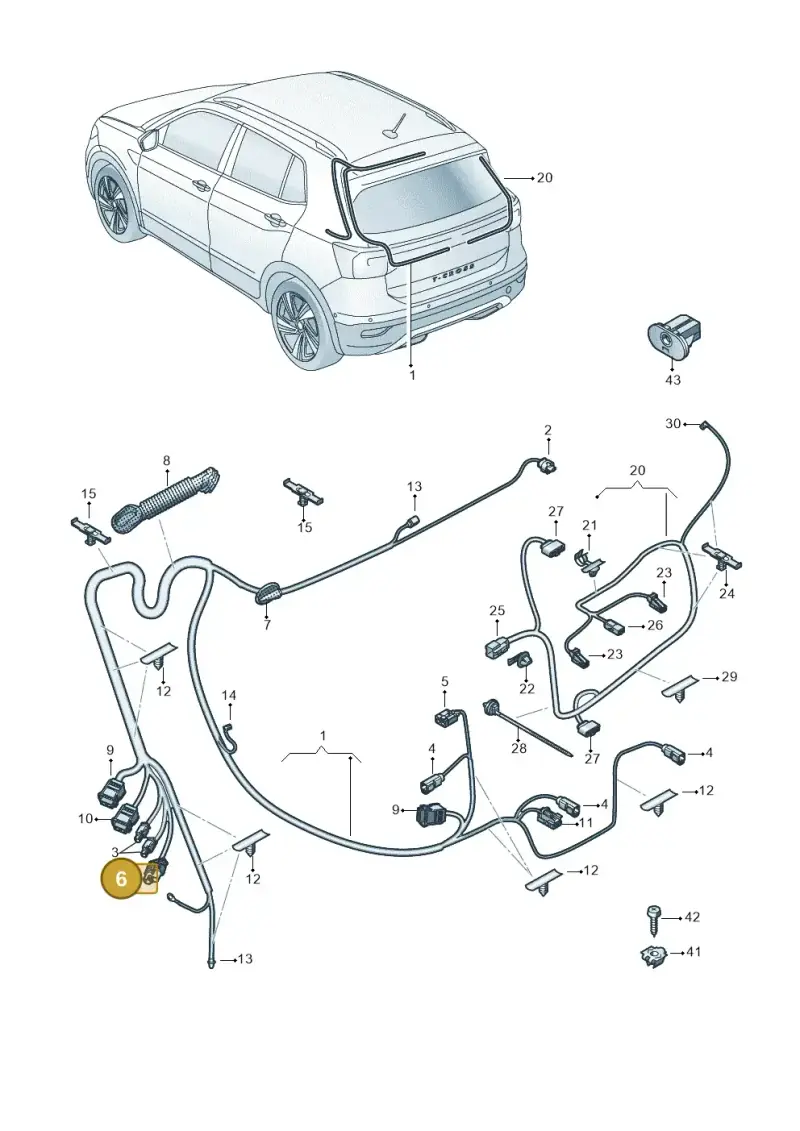 6Q0035671K — Volkswagen T-Cross (2018-2025) diagram 587972050, position 6
