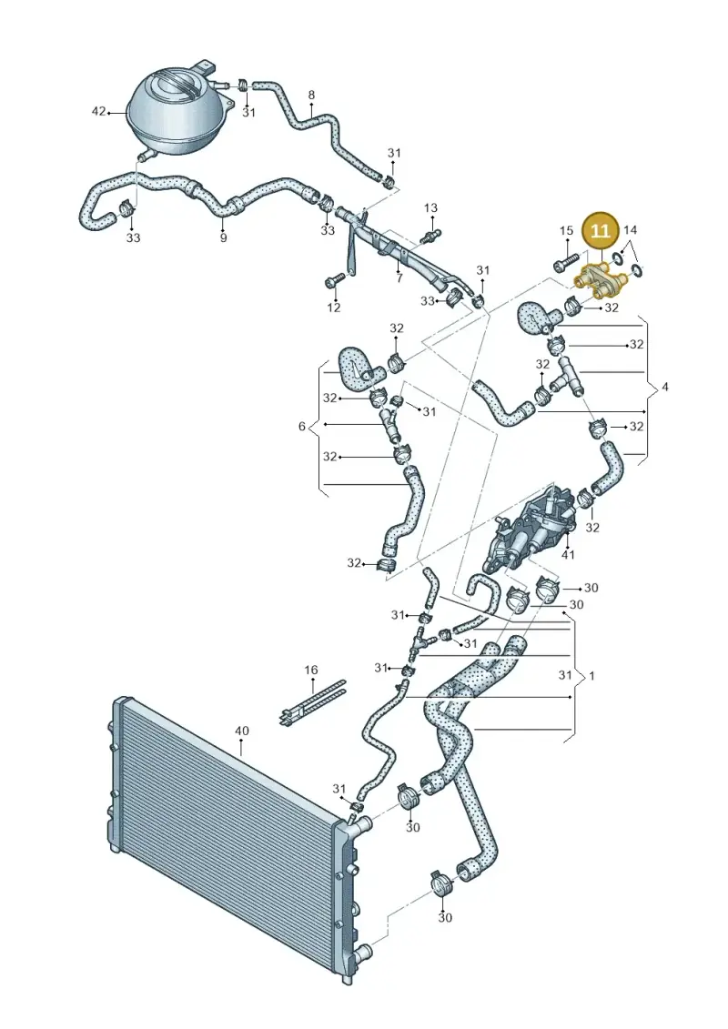 6Q0121065N — Volkswagen Polo 1.4 BlueMotion (2014-2017) diagram 773121120, position 11