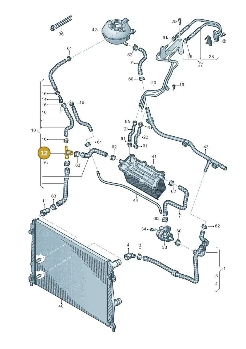 6Q0121087B — Volkswagen T-Cross 1,0 (2018-2024) diagram 587121150, position 12