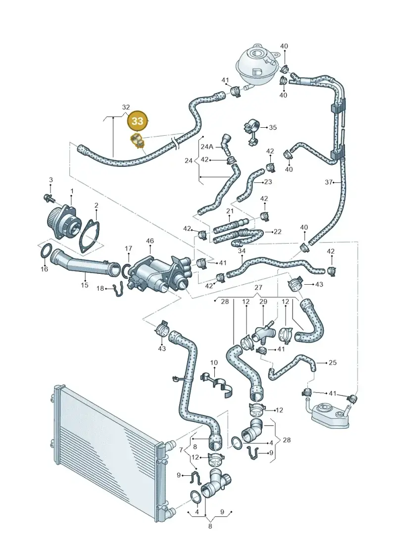 6Q0121120E — Volkswagen Polo (2011-2014) diagram 194121230, position 33