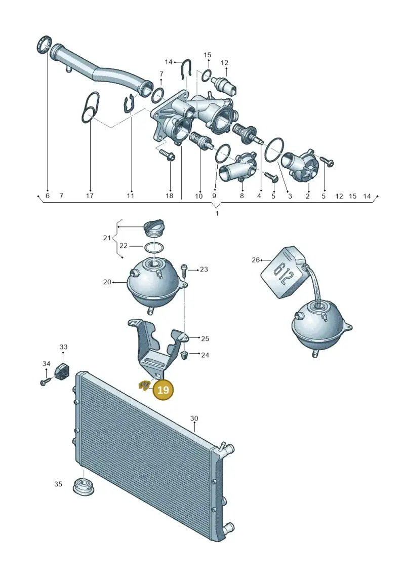 6Q0121120E — Volkswagen Polo (2012-2014) diagram 672121790, position 19