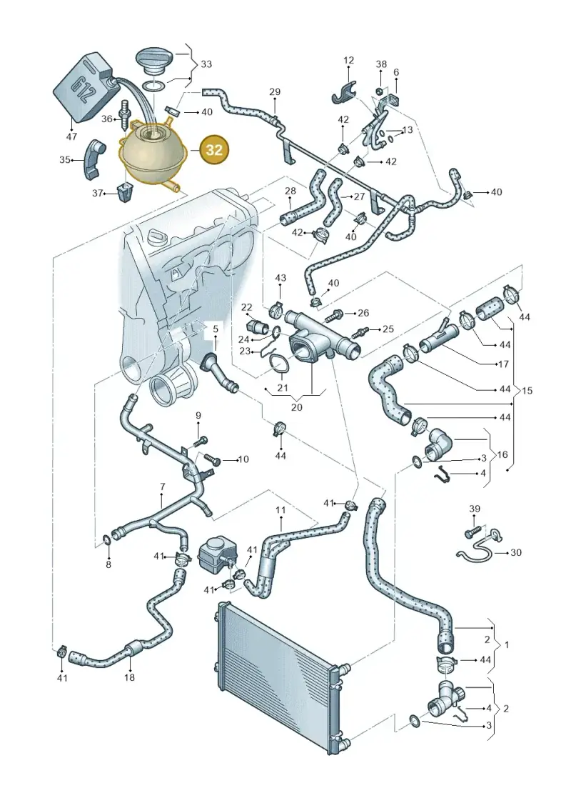 6Q0121407D — Volkswagen FOX                    04> (2003-) diagram 225121400, position 32