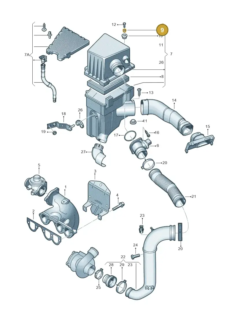 6Q0129266 — Volkswagen Polo (2008-2009) diagram 253129200, position 9