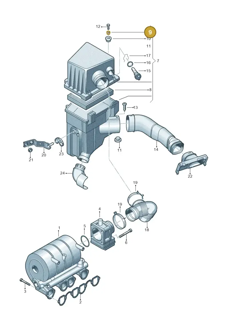 6Q0129266 — Volkswagen Polo (2008-2009) diagram 253129250, position 9