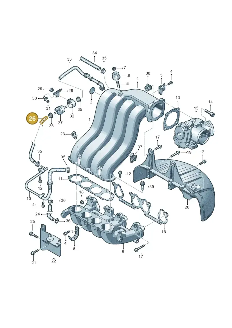 6Q0133366F — Volkswagen Polo (2008-2009) diagram 657133300, position 26