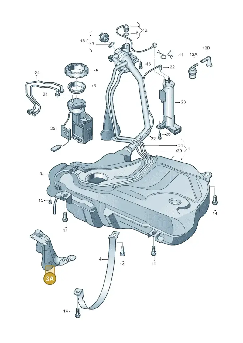 6Q0201308G — Volkswagen Polo (2009-2012) diagram 672201050, position 3A