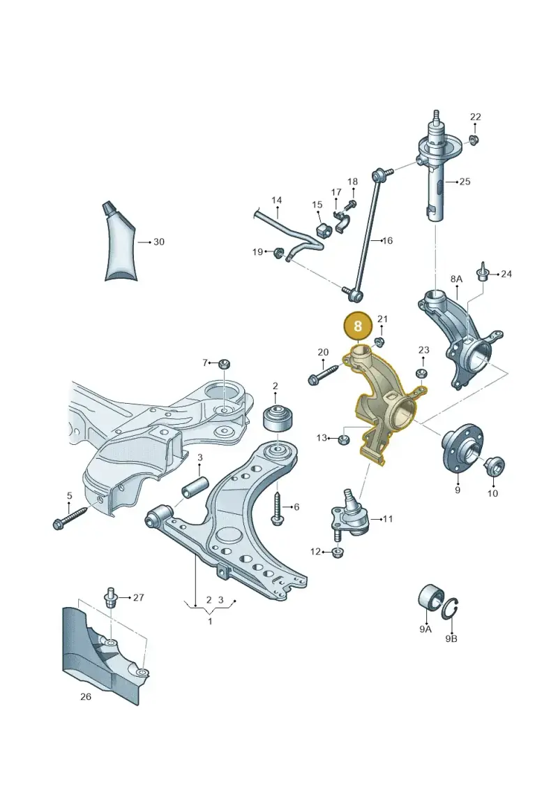 6Q0407255AC — Volkswagen Polo (2009-2014) diagram 677407000, position 8