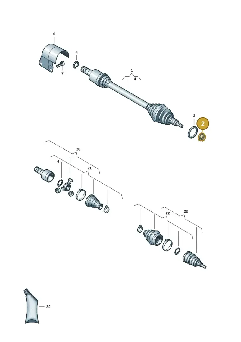 6Q0407396B — Volkswagen Taigo (2021-2024) diagram 2f0407420, position 2