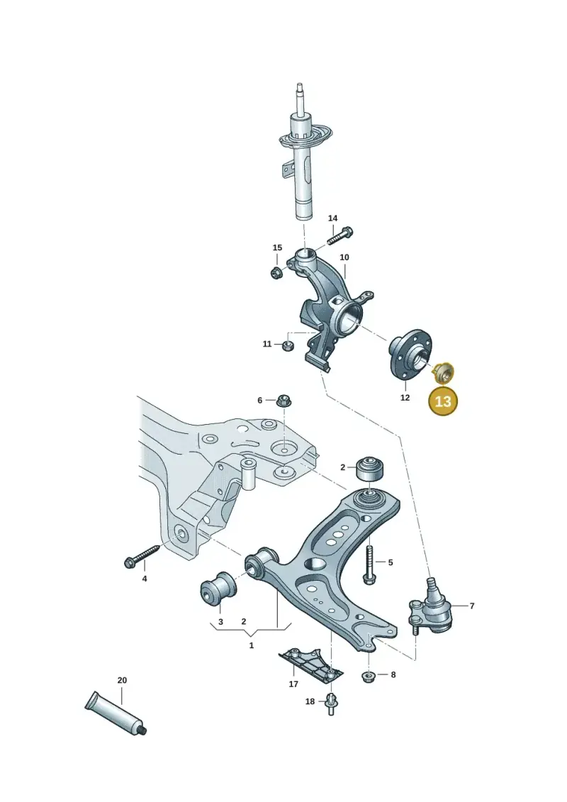 6Q0407396B — Volkswagen T-Cross 1,0 (2018-2024) diagram 2gc407000, position 13