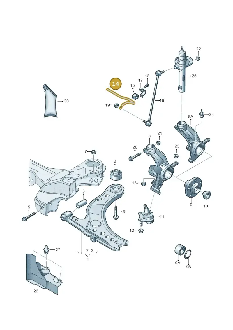 6Q0411305AL — Volkswagen Polo (2009-2014) diagram 677407000, position 14