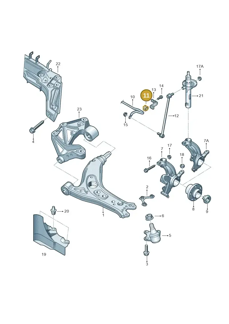 6Q0411314P — Volkswagen Polo (2011-2014) diagram 253407100, position 11