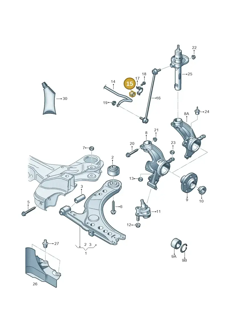 6Q0411314P — Volkswagen Polo (2009-2014) diagram 677407000, position 15