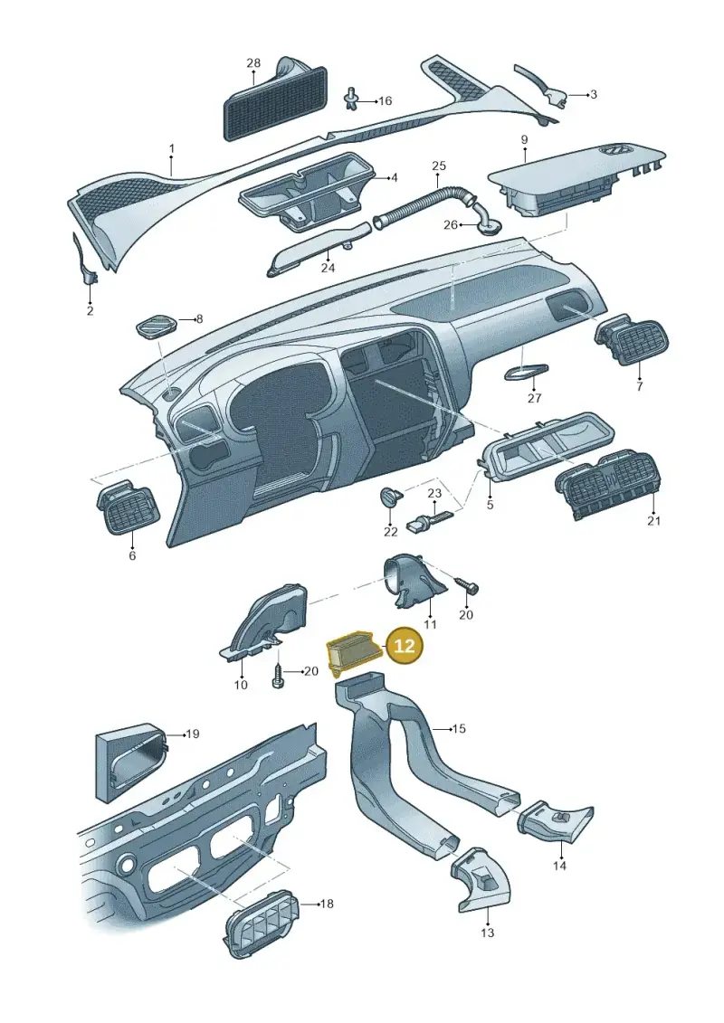 6Q0819159C — Volkswagen Polo 1.4 BlueMotion (2014-2017) diagram 672819300, position 12