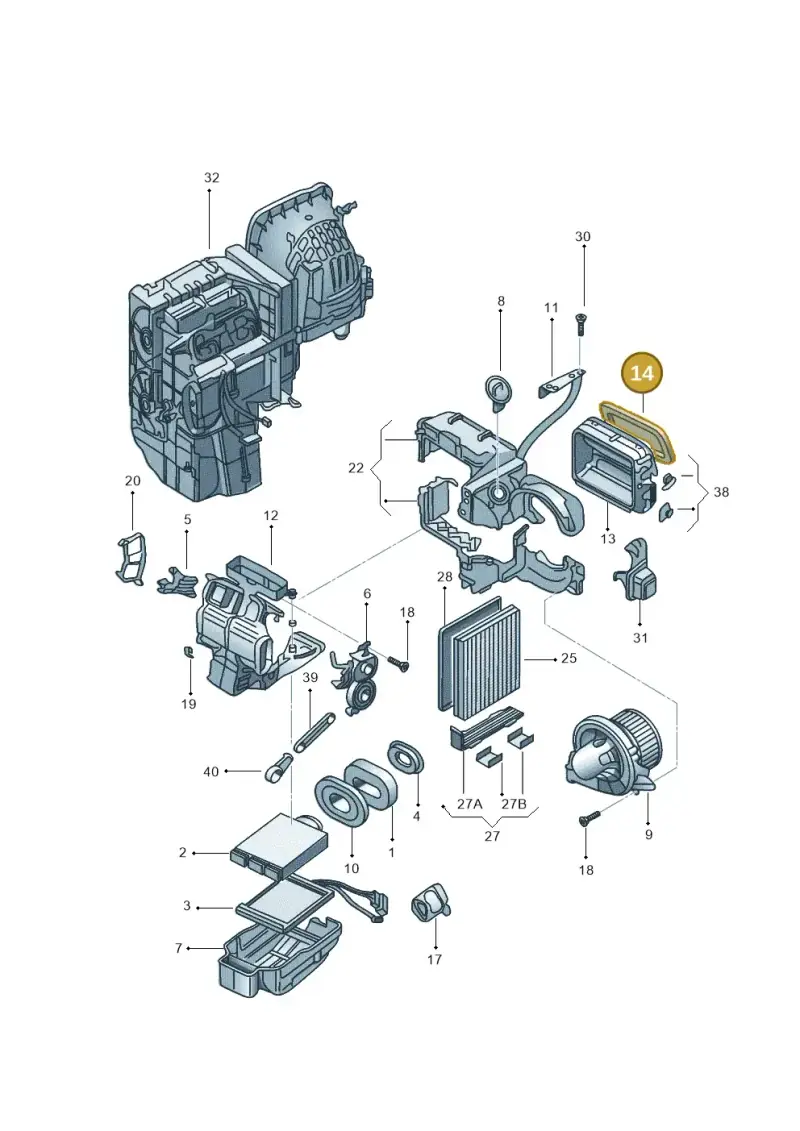 6Q0819165 — Volkswagen FOX                  M.05> (2005-) diagram 370819250, position 14