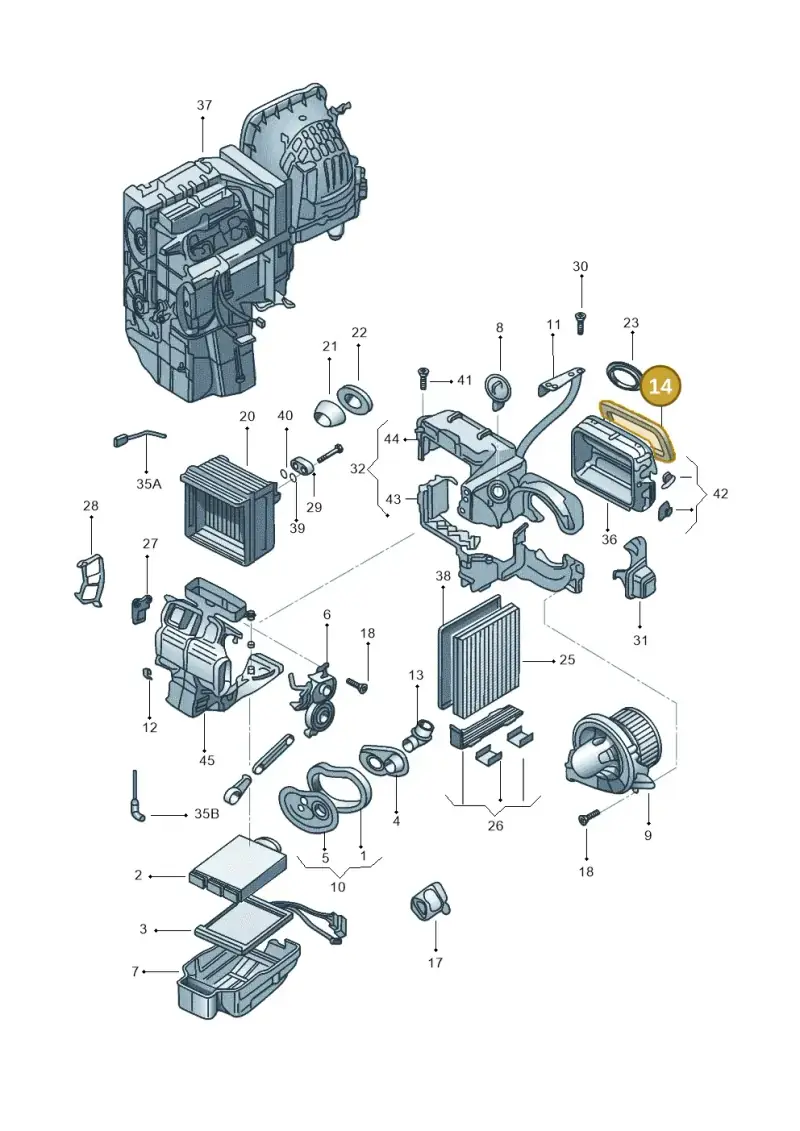 6Q0819165 — Volkswagen FOX                  M.05> (2005-) diagram 370820100, position 14