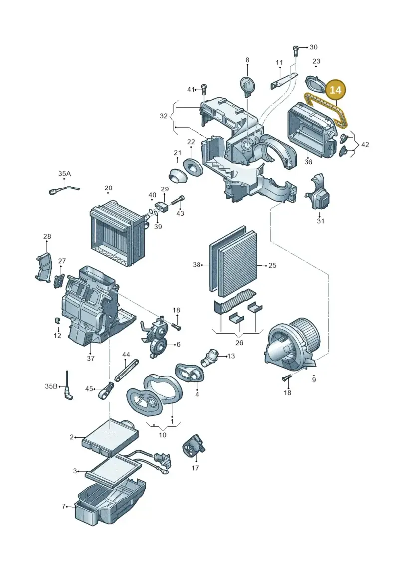 6Q0819165A — Volkswagen Polo (2011-2014) diagram 253820100, position 14