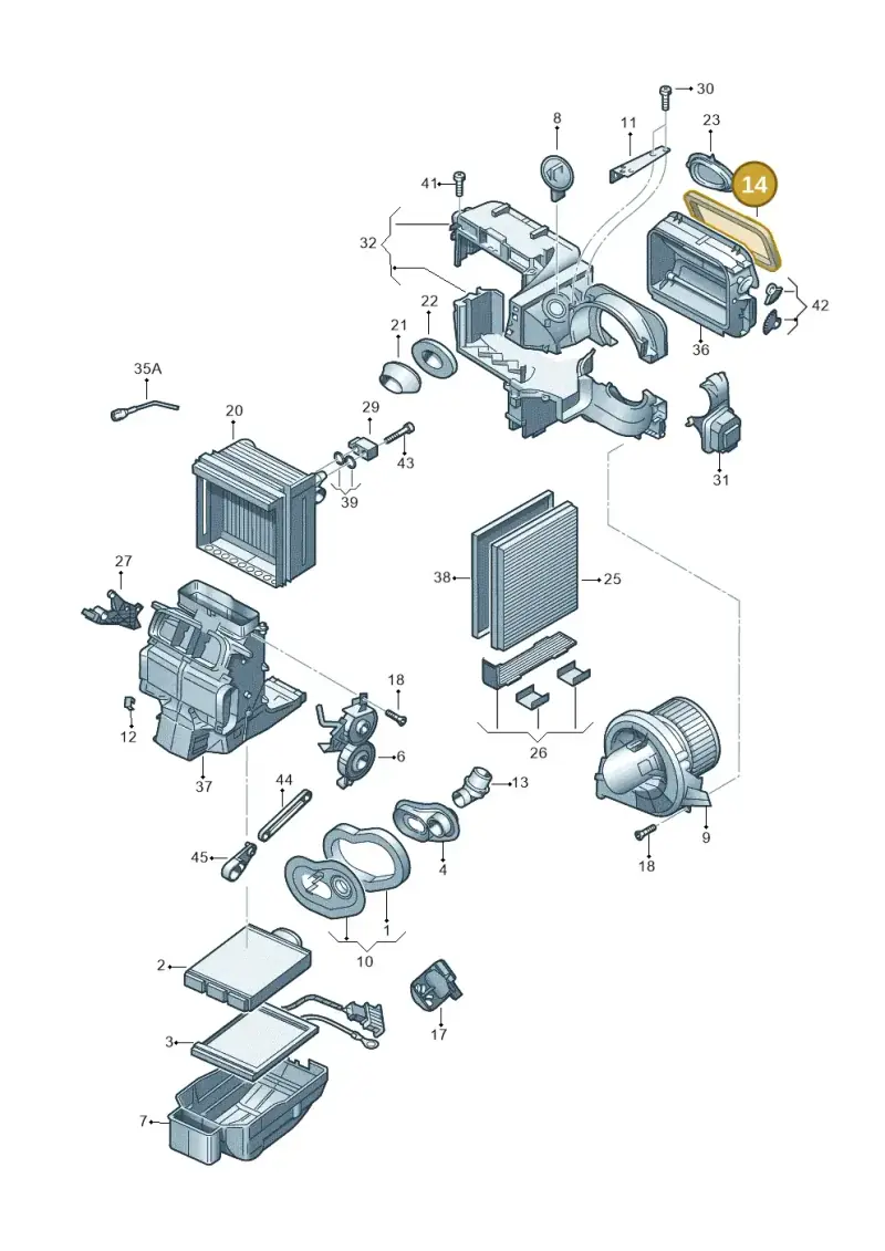 6Q0819165A — Volkswagen Polo (2012-2014) diagram 747820100, position 14