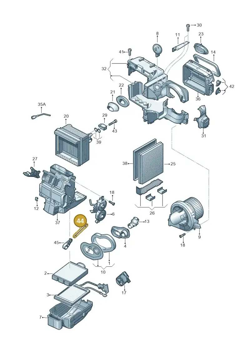 6Q0819493 — Volkswagen Polo (2012-2014) diagram 747820100, position 44