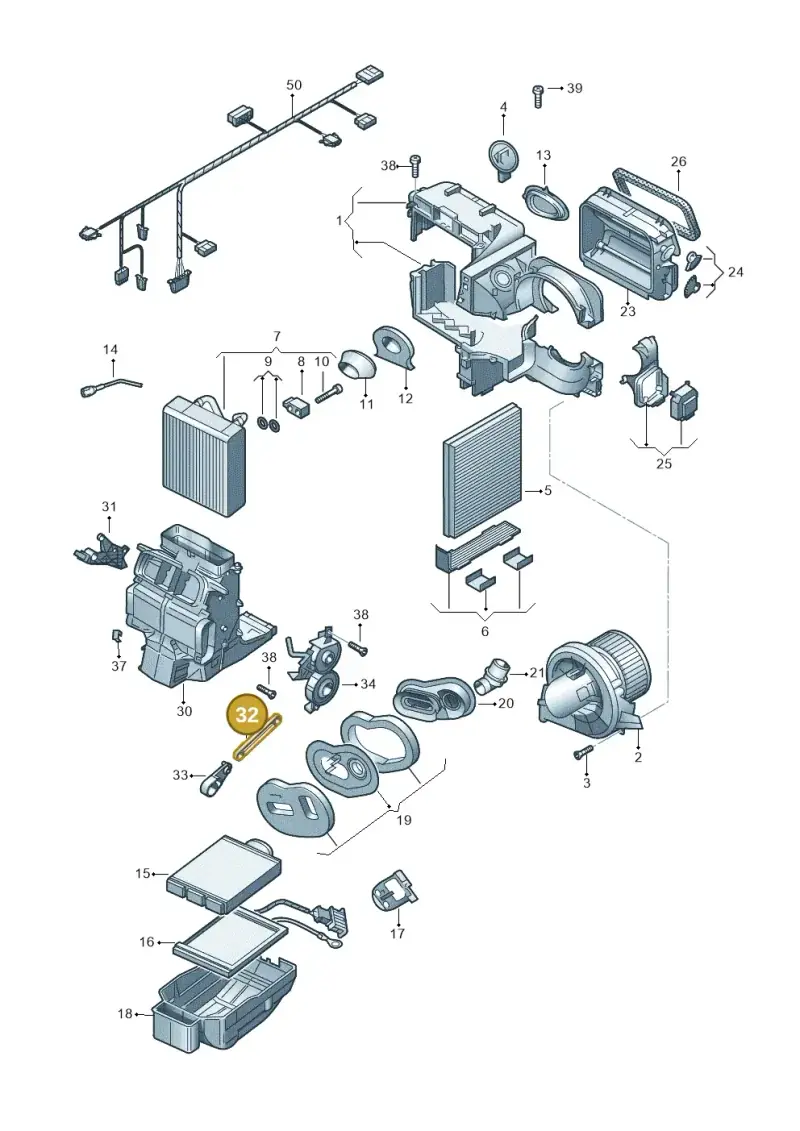 6Q0819493 — Volkswagen Polo 1.4 BlueMotion (2014-2017) diagram 773820100, position 32
