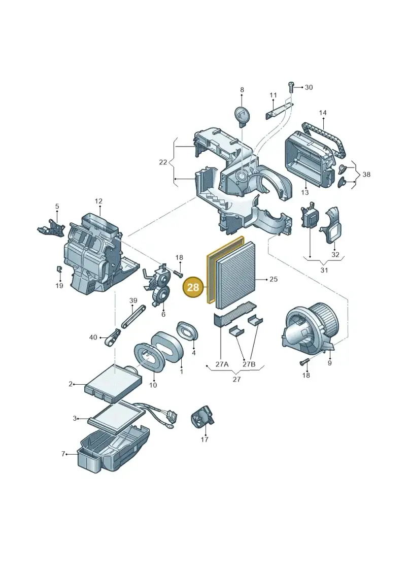 6Q0819647 — Volkswagen Polo (2010-2015) diagram 253819250, position 28