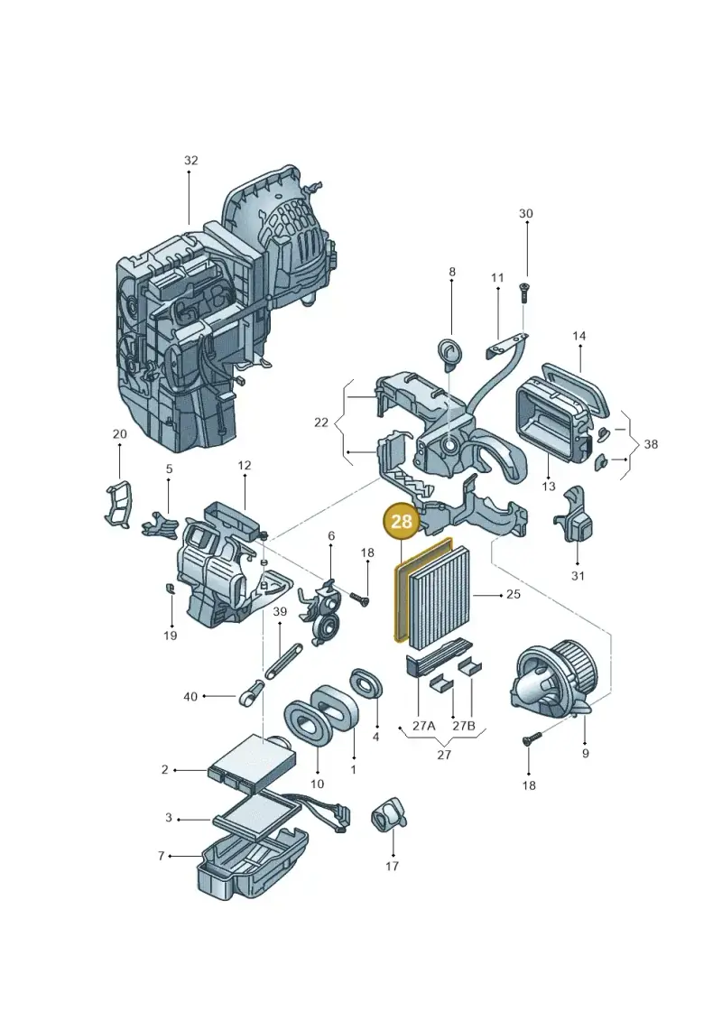 6Q0819647 — Volkswagen FOX                  M.05> (2005-) diagram 370819250, position 28
