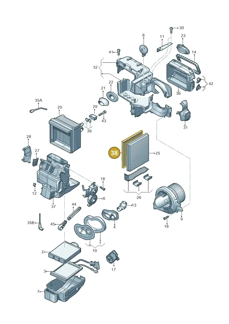 6Q0819647 — Volkswagen Polo (2009-2014) diagram 672820100, position 38