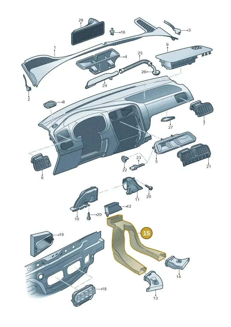 6Q0819803C — Volkswagen Polo 1.4 BlueMotion (2014-2017) diagram 672819300, position 15
