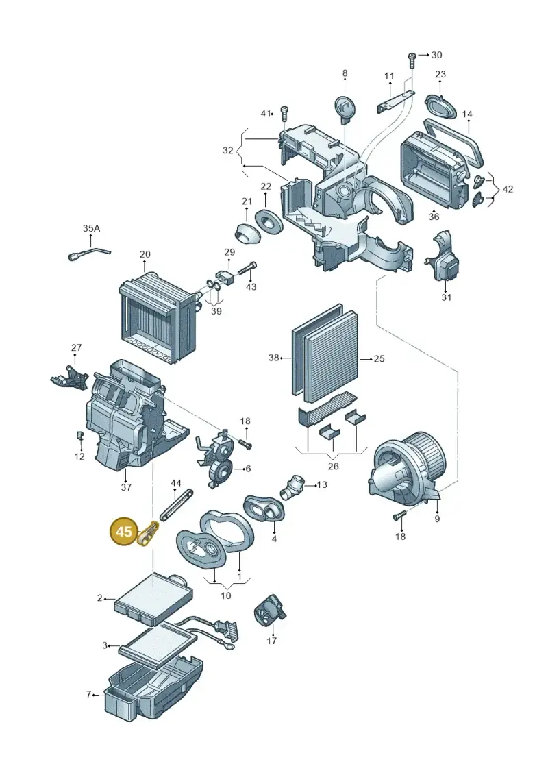 6Q0819841 — Volkswagen Polo (2012-2014) diagram 747820100, position 45