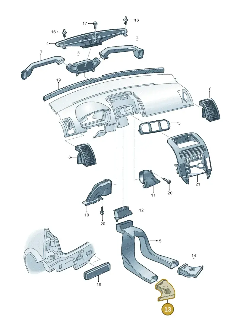 6Q0819893B — Volkswagen Polo (2011-2014) diagram 253819300, position 13
