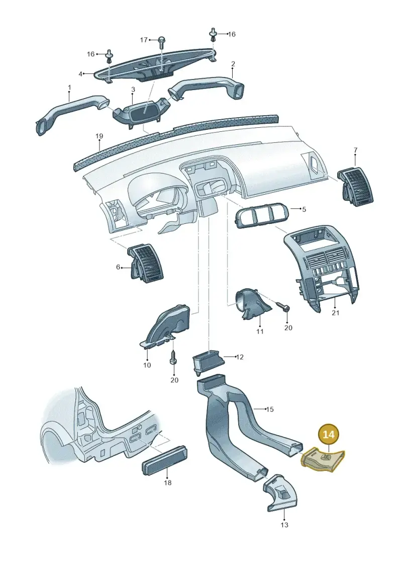 6Q0819894B — Volkswagen Polo (2011-2014) diagram 253819300, position 14