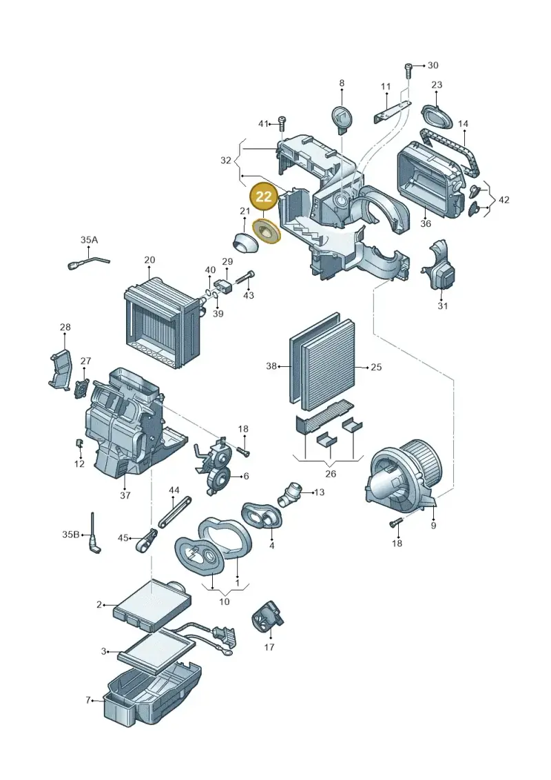 6Q0820061 — Volkswagen Polo (2011-2014) diagram 253820100, position 22