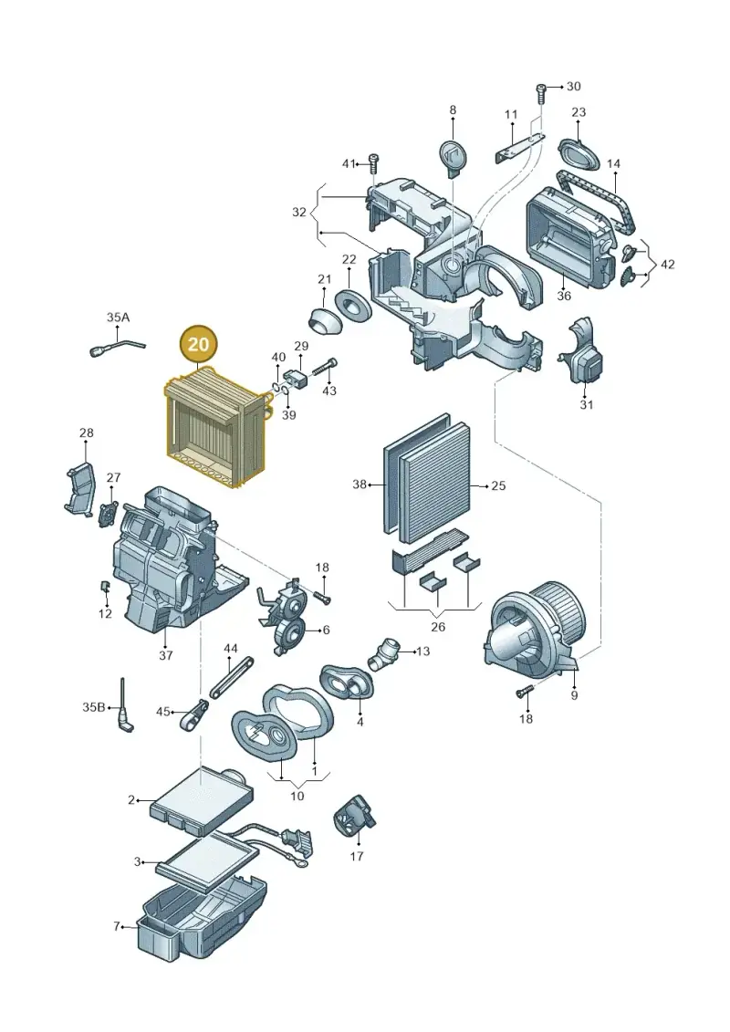 6Q0820103F — Volkswagen Polo (2011-2014) diagram 253820100, position 20