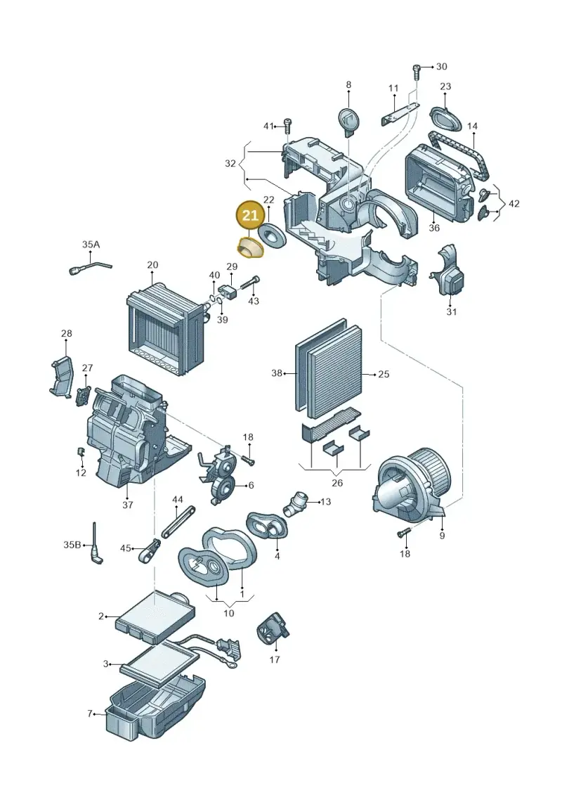 6Q0820139 — Volkswagen Polo (2011-2014) diagram 253820100, position 21