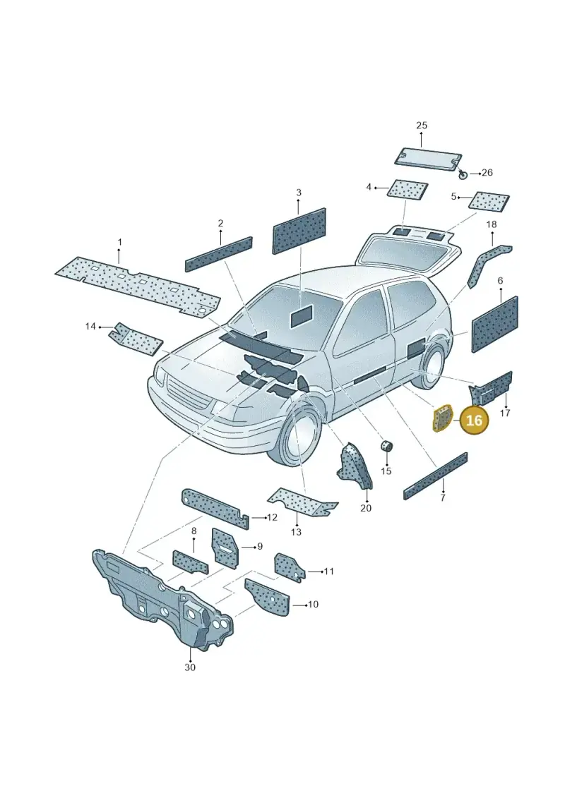 6Q0864732 — Volkswagen Polo (2008-2009) diagram 158863400, position 16