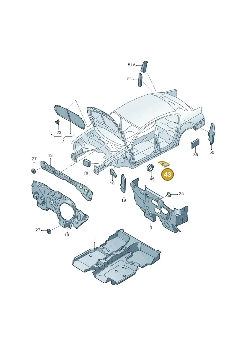6Q0864732 — Volkswagen Jetta (2019-) diagram 575863020, position 43