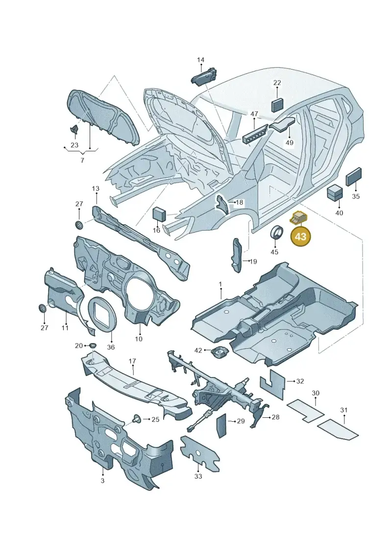 6Q0864732 — Volkswagen Polo 1.4 BlueMotion (2014-2017) diagram 672863200, position 43