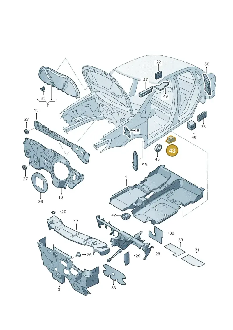 6Q0864732 — Volkswagen Polo (2010-2015) diagram 677863210, position 43