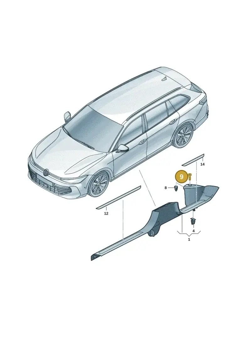6Q0867333 — Volkswagen Passat estate (2023-) diagram 3j0853100, position 9
