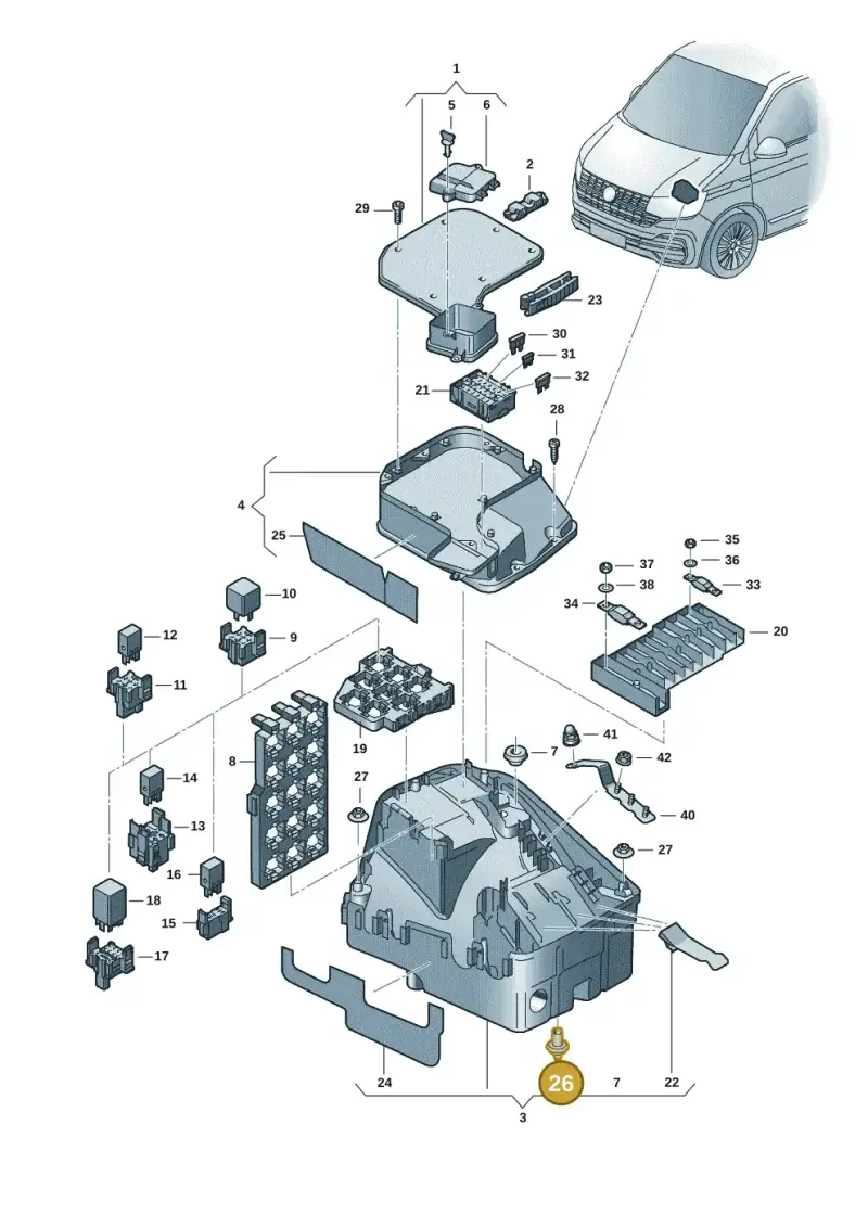 6Q0877236A — Volkswagen Transport. multivan (2019-2024) diagram 7ep937020, position 26
