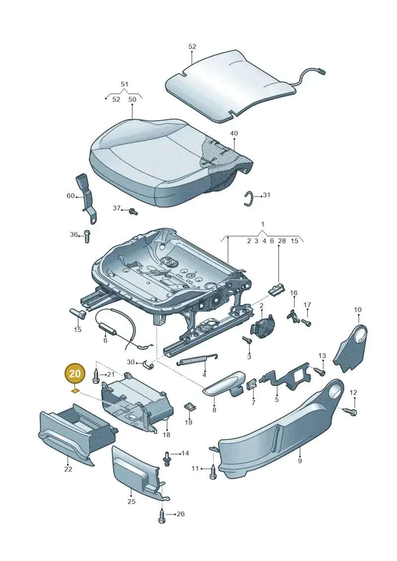 6Q0881203 — Volkswagen Polo 1.4 BlueMotion (2014-2017) diagram 672881000, position 20