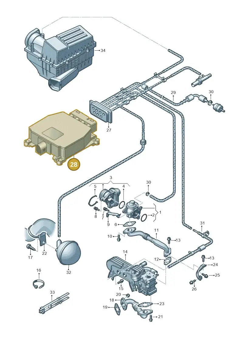 6Q0906625E — Volkswagen Jetta (2008-2011) diagram 409131600, position 28