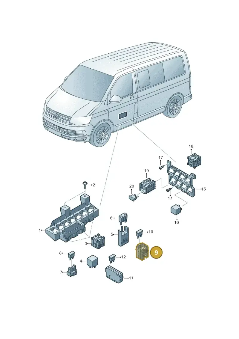 6Q0937617B — Volkswagen Caravelle (2015-2019) diagram 861937050, position 9
