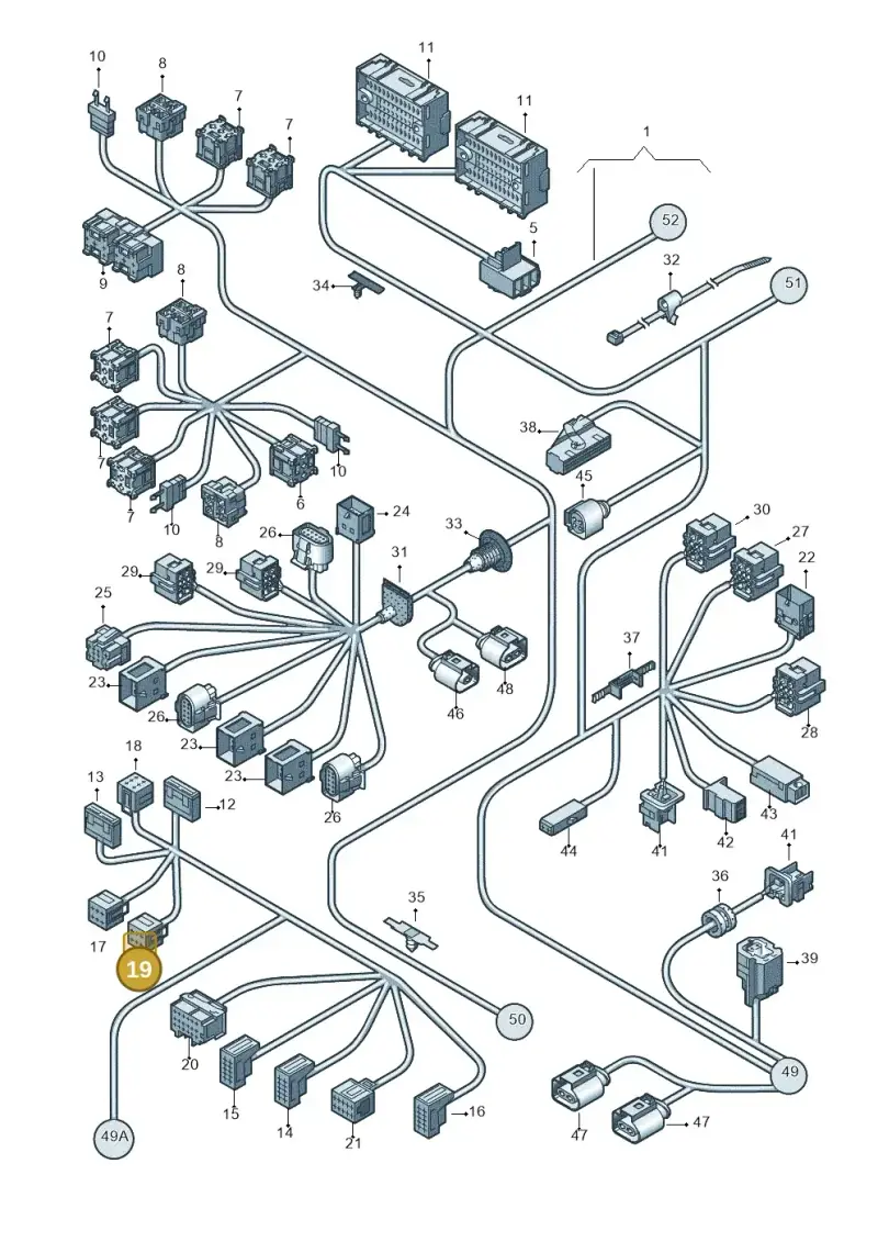 6Q0937711B — Volkswagen Transp. caravelle (2008-2009) diagram 410971820, position 19