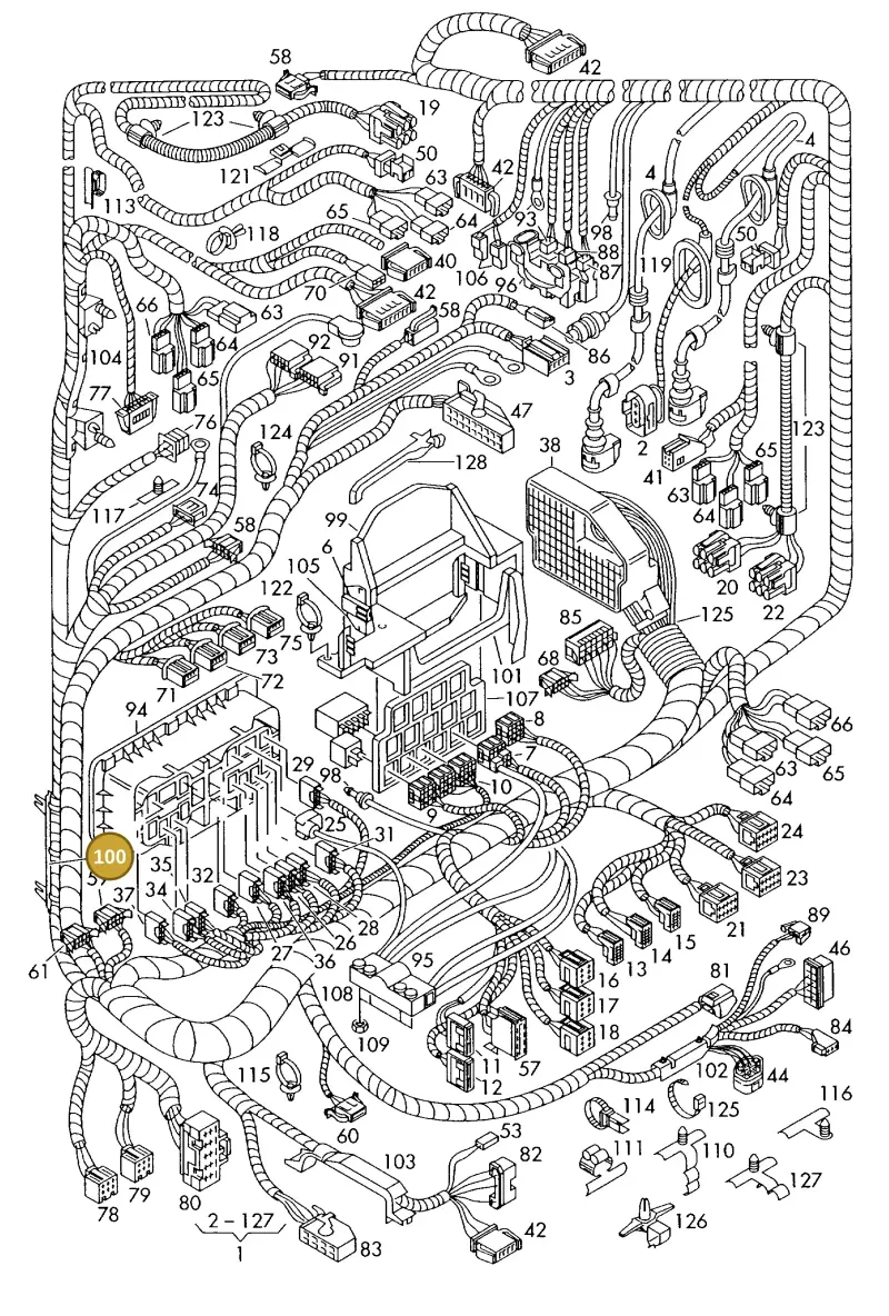 6Q0971615AB — Volkswagen Polo (2011-2014) diagram 225971850, position 100