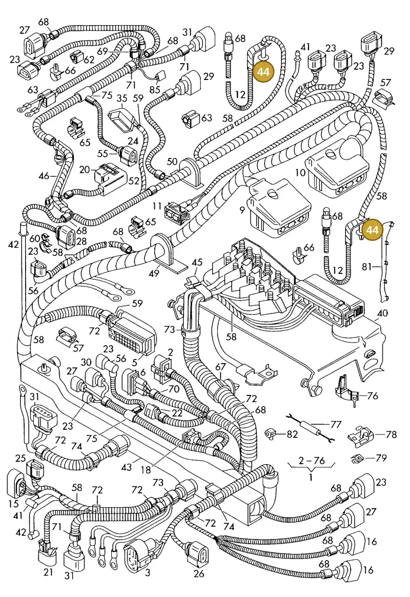 6Q0971615BA — Volkswagen Polo (2008-2009) diagram 225971800, position 44
